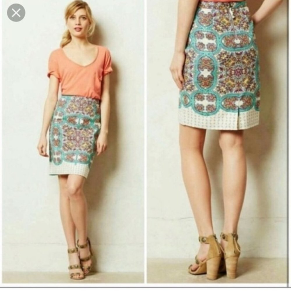 LIKE NEW! Anthropologie Maeve Manolya Floral Paisley Midi Skirt